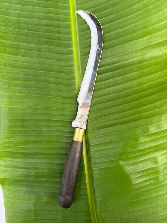 Fruit Knife (പഴം കത്തി) – Traditional Kerala Curved Knife | Tempered Iron Blade & Wooden Handle | Compact Utility Knife for Fruit Cutting