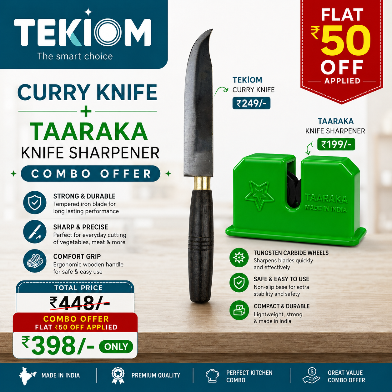 Curry Knif-Sharpener Combo