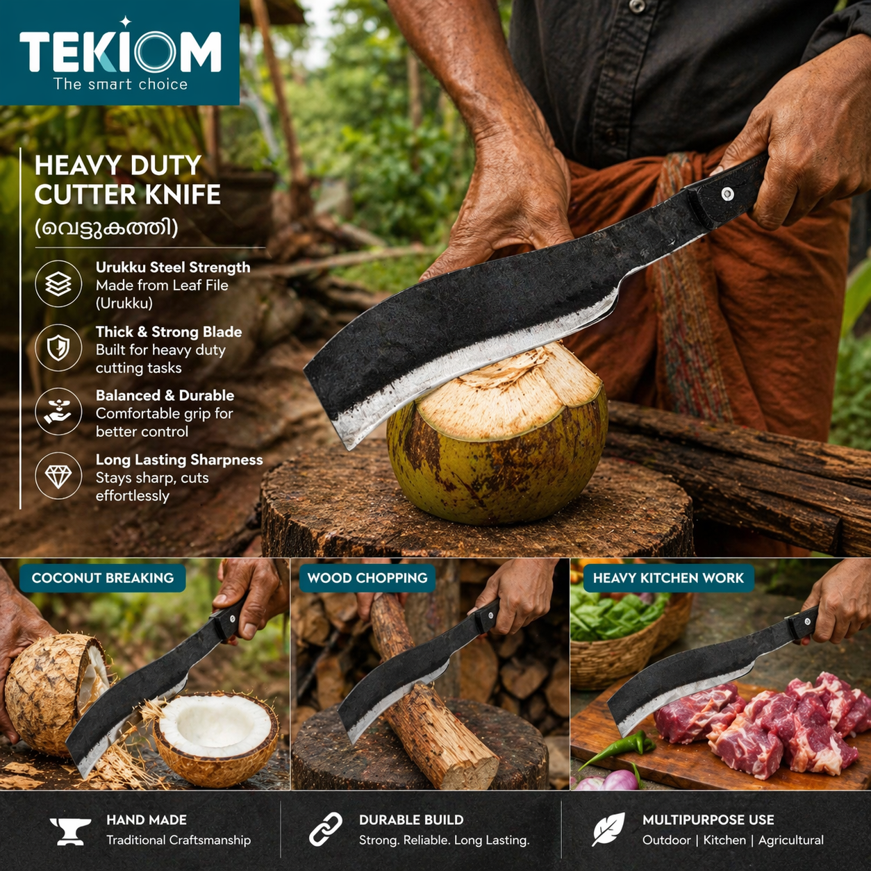 Heavy Duty Cutter Knife വെട്ടുകത്തി – Urukku Steel