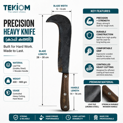 Precision Heavy Knife (കാപ്പി കത്തി) – Controlled Urukku Steel