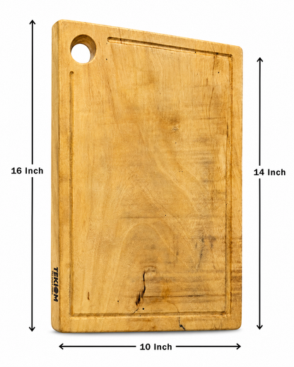 TEKIOM Tamarind Wood Cutting Board + Curry Knife + Fish/Meat Knife Combo | Handmade Kerala Kitchen Set | Heavy Duty Wooden Chopping Board